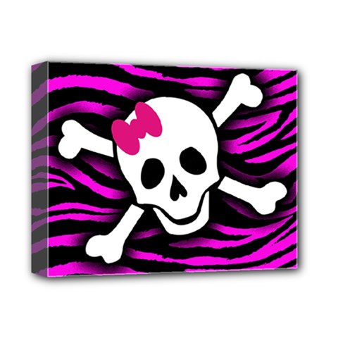 Pink Zebra Skull Deluxe Canvas 14  x 11  (Stretched) from ArtsNow.com