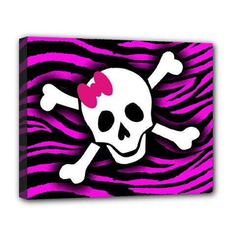 Pink Zebra Skull Deluxe Canvas 20  x 16  (Stretched) from ArtsNow.com