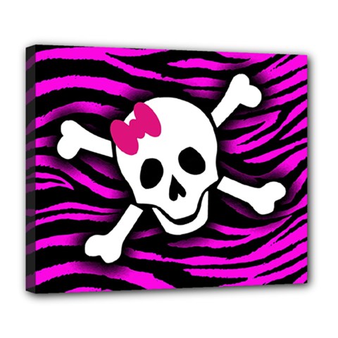 Pink Zebra Skull Deluxe Canvas 24  x 20  (Stretched) from ArtsNow.com