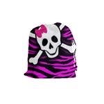 Pink Zebra Skull Drawstring Pouch (Medium)