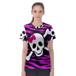 Pink Zebra Skull Women s Sport Mesh Tee