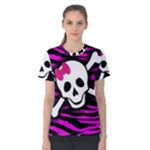 Pink Zebra Skull Women s Cotton Tee