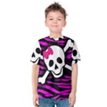 Pink Zebra Skull Kids  Cotton Tee