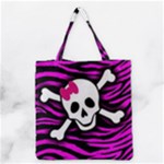 Pink Zebra Skull Grocery Tote Bag