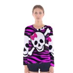 Pink Zebra Skull Women s Long Sleeve Tee