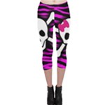 Pink Zebra Skull Capri Leggings 