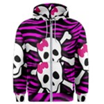 Pink Zebra Skull Men s Zipper Hoodie