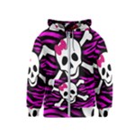 Pink Zebra Skull Kids  Zipper Hoodie