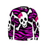 Pink Zebra Skull Kids  Sweatshirt