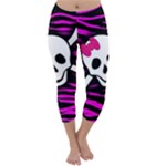 Pink Zebra Skull Capri Winter Leggings 