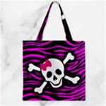 Pink Zebra Skull Zipper Grocery Tote Bag