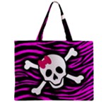 Pink Zebra Skull Zipper Mini Tote Bag