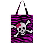 Pink Zebra Skull Zipper Classic Tote Bag