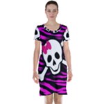 Pink Zebra Skull Short Sleeve Nightdress