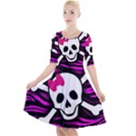 Pink Zebra Skull Quarter Sleeve A-Line Dress