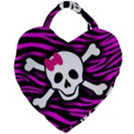 Pink Zebra Skull Giant Heart Shaped Tote