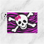 Pink Zebra Skull Canvas Cosmetic Bag (Medium)