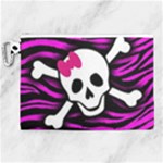 Pink Zebra Skull Canvas Cosmetic Bag (XL)