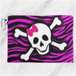 Pink Zebra Skull Canvas Cosmetic Bag (XXL)