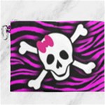 Pink Zebra Skull Canvas Cosmetic Bag (XXXL)