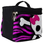 Pink Zebra Skull Make Up Travel Bag (Big)