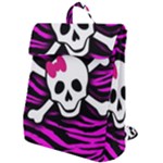 Pink Zebra Skull Flap Top Backpack