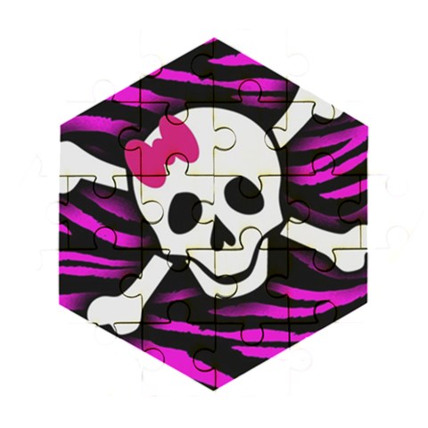 Pink Zebra Skull Wooden Puzzle Hexagon from ArtsNow.com