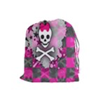 Princess Skull Heart Drawstring Pouch (Large)