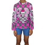 Princess Skull Heart Kids  Long Sleeve Swimwear