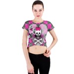 Princess Skull Heart Crew Neck Crop Top