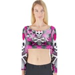 Princess Skull Heart Long Sleeve Crop Top