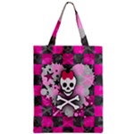 Princess Skull Heart Zipper Classic Tote Bag