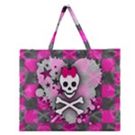 Princess Skull Heart Zipper Large Tote Bag