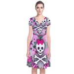 Princess Skull Heart Short Sleeve Front Wrap Dress