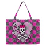 Princess Skull Heart Zipper Medium Tote Bag