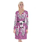 Princess Skull Heart Long Sleeve Velvet Front Wrap Dress