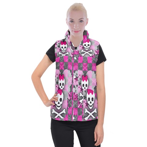 Princess Skull Heart Women s Button Up Vest from ArtsNow.com