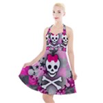 Princess Skull Heart Halter Party Swing Dress 