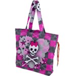 Princess Skull Heart Drawstring Tote Bag