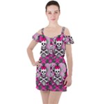Princess Skull Heart Ruffle Cut Out Chiffon Playsuit