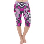 Princess Skull Heart Lightweight Velour Cropped Yoga Leggings