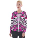 Princess Skull Heart Velour Zip Up Jacket