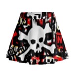 Punk Skull Mini Flare Skirt