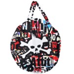 Punk Skull Giant Round Zipper Tote