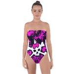 Punk Skull Princess Tie Back One Piece Swimsuit