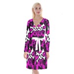 Punk Skull Princess Long Sleeve Velvet Front Wrap Dress