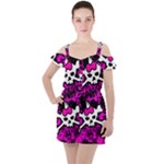 Punk Skull Princess Ruffle Cut Out Chiffon Playsuit