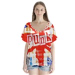 Punk Union Jack V-Neck Flutter Sleeve Top