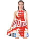 Punk Union Jack Halter Neckline Chiffon Dress 