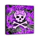 Purple Girly Skull Mini Canvas 6  x 6  (Stretched)